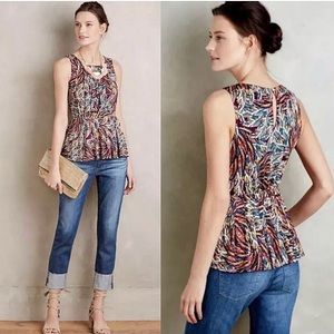 Deletta by Anthropologie Corbara Peplum Top